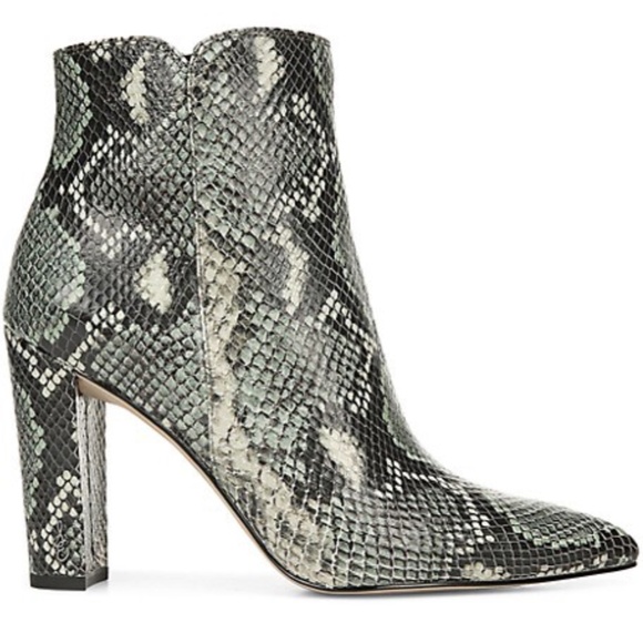 Sam Edelman Raelle Ankle Boot Snake Skin Sz. 8M NWB Green/Black Pointed Toe Shoe - Picture 2 of 11